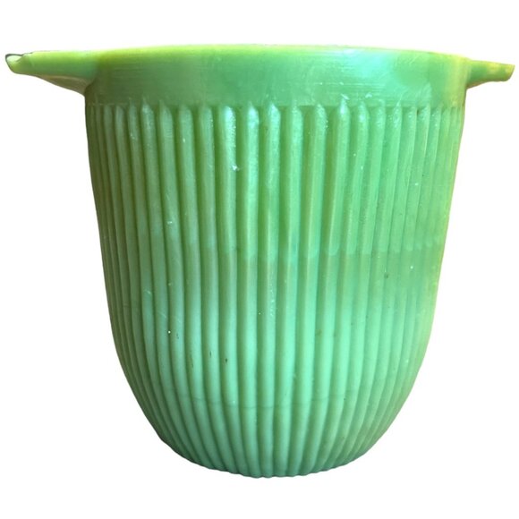 Vtg Fire-King Jadeite Ribbed Sugar Bowl Green Milk Glass Double Handled READ - Picture 1 of 15